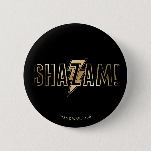 SHAZAM! | Goud Logo Ronde Button 5,7 Cm (Voorkant)