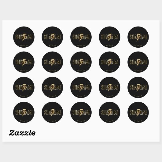 SHAZAM! | Goud Logo Ronde Sticker (Vel)