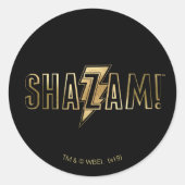 SHAZAM! | Goud Logo Ronde Sticker (Voorkant)