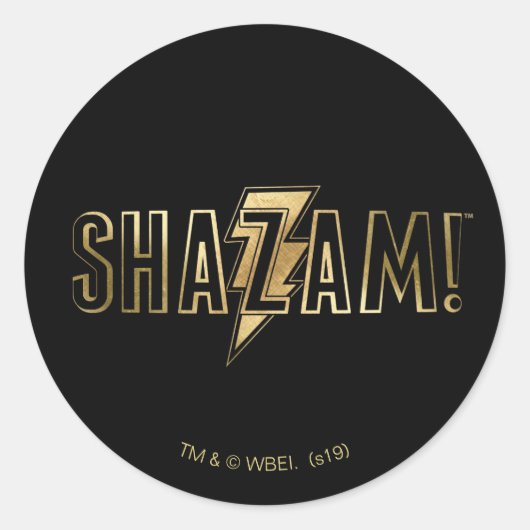 SHAZAM! | Goud Logo Ronde Sticker (Voorkant)