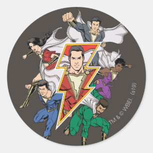 SHAZAM! Grafische weergave van de Shazam-familie Ronde Sticker