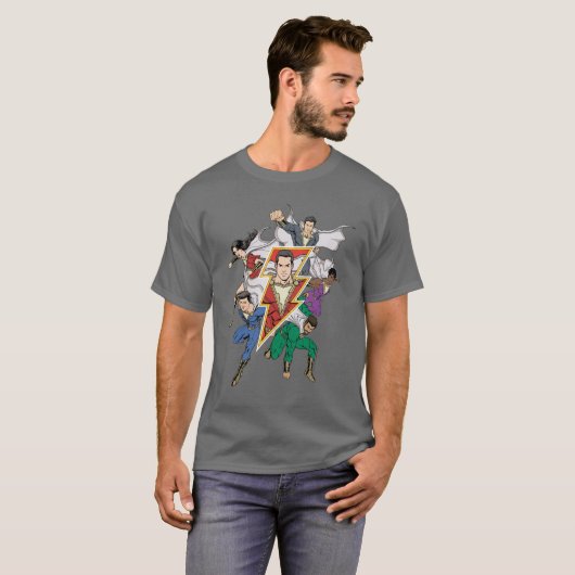 SHAZAM! | Grafische weergave van de Shazam-familie T-shirt (Voorkant volledig)