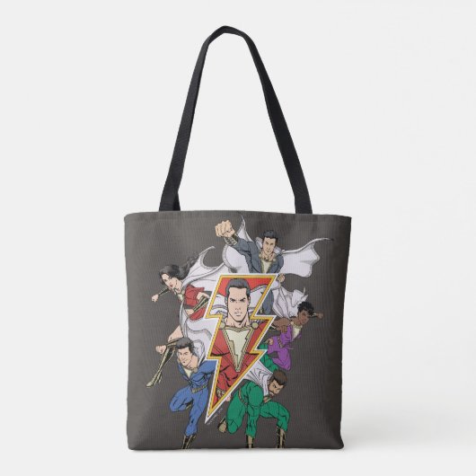 SHAZAM! | Grafische weergave van de Shazam-familie Tote Bag (Achterkant)