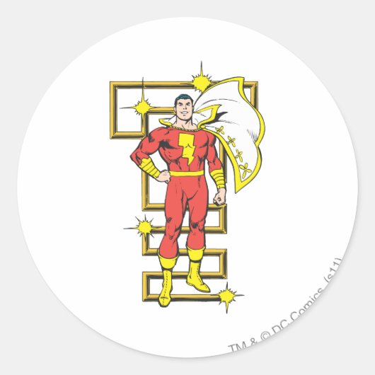 SHAZAM Poses Ronde Sticker (Voorkant)