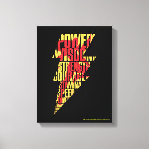 SHAZAM!   Shazam Abilities Lightning Graphic Canvas Afdruk
