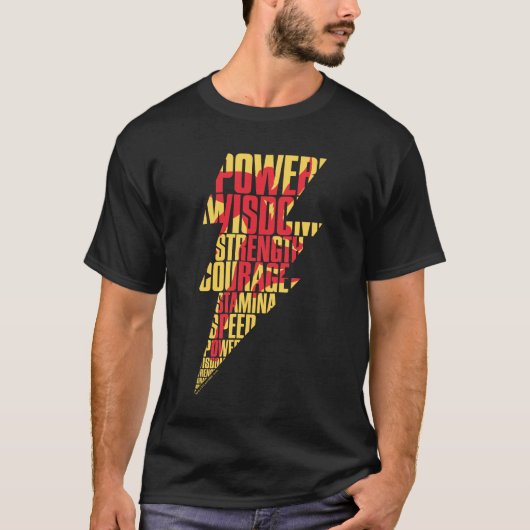 SHAZAM! | Shazam Abilities Lightning Graphic T-shirt (Voorkant)