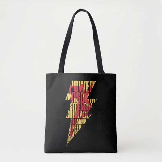 SHAZAM! | Shazam Abilities Lightning Graphic Tote Bag (Voorkant)