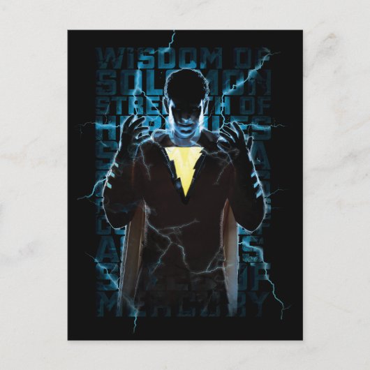 SHAZAM! | Shazam & Abilities Lightning Typografie Briefkaart (Voorkant)