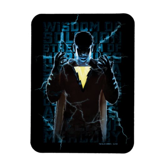 SHAZAM! | Shazam & Abilities Lightning Typografie Magneet (Verticaal)