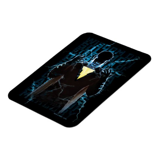 SHAZAM! | Shazam & Abilities Lightning Typografie Magneet (Linkerzijde)