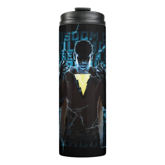 SHAZAM! | Shazam & Abilities Lightning Typografie Thermosbeker (Voorkant)
