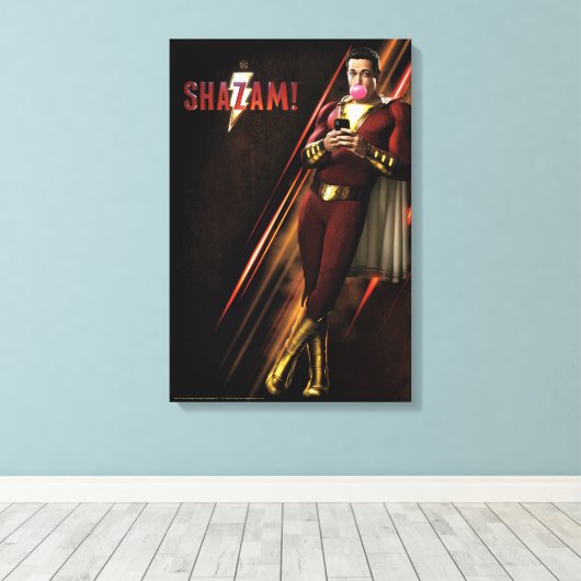SHAZAM! | Shazam Bgloebbel Canvas Afdruk (Insitu (Houten vloer))