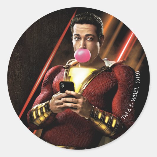 SHAZAM! | Shazam Bgloebbel Ronde Sticker (Voorkant)