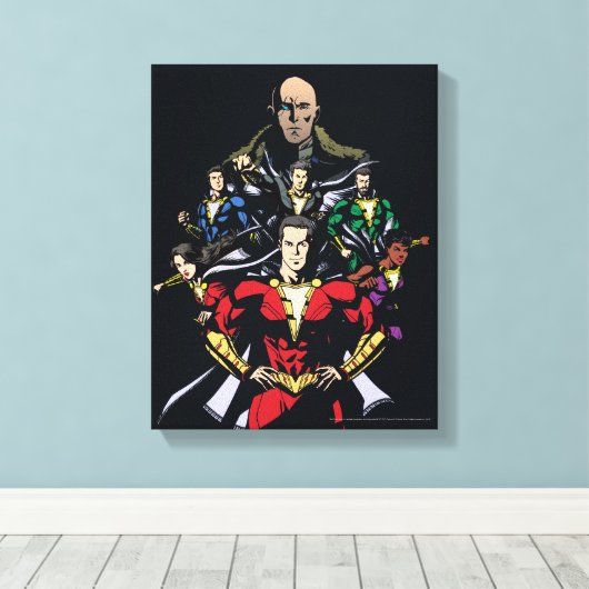 SHAZAM! | Shazam Family Vs. Dr. Sivana Canvas Afdruk (Insitu (Houten vloer))