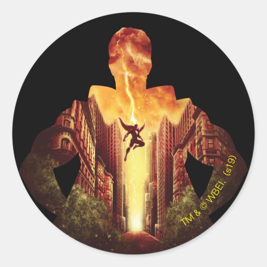 SHAZAM! | Shazam Sunset Silhouette Ronde Sticker (Voorkant)