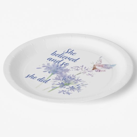 "She believed and so Motivational Quote Butterfly Papieren Bordje (Gekanteld)
