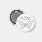 She Blooms, She Flies – Inspirational Butterfly  Magneet (Voorkant / Achterkant)