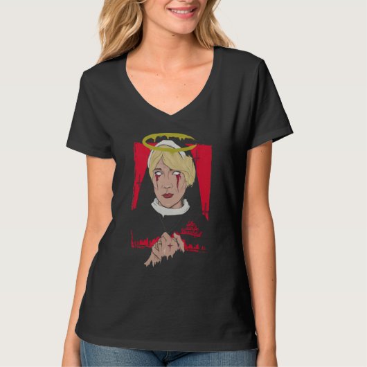 She Can Be Beautiful Nun Cry Blood T-shirt (Voorkant)