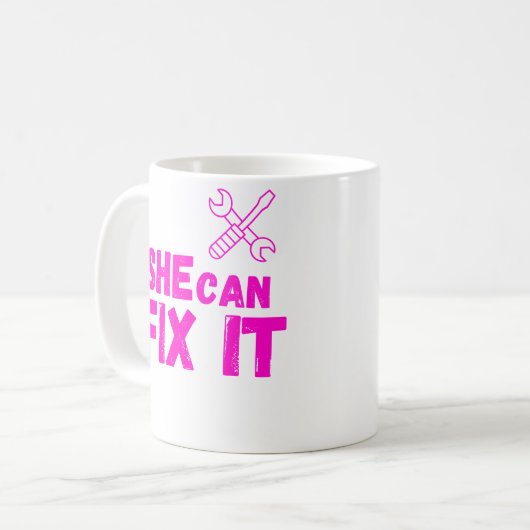 She Can Fix It DIY Mug Design Koffiemok (Voorkant links)