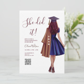 She Did It | Brown Bronze Elegant Graduation Party Kaart
