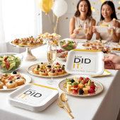 She Did It Graduation Bold Text Black Gold Design Papieren Bordje