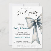 She did it Graduation invitation Photo Blue Bow  Kaart (Voorkant)