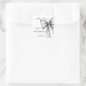 She did it Graduation invitation Photo Blue Bow  Vierkante Sticker (Tas)