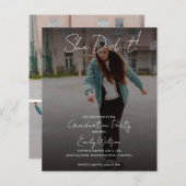She Did It Graduation Multi Photo Party Invitation (Voorkant / Achterkant)