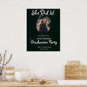 She Did It! Modern Photo Graduation Party  Poster (Keuken)