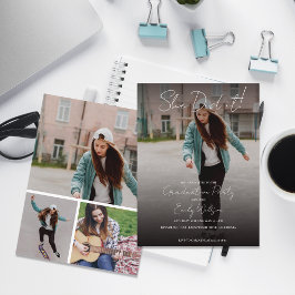 She Did It Multi Photo Graduation Party Invitation Briefkaart