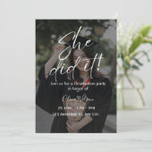 She Did It Script Fully Editable Graduation  Kaart (Staand voorkant)