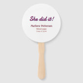 She did it simple black classy modern graduation handwaaier (Achterkant)