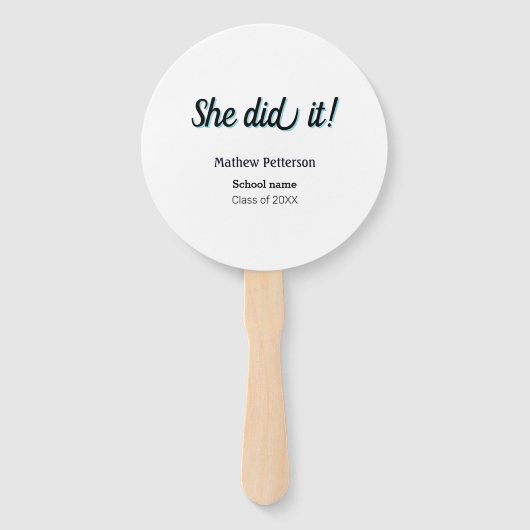 She did it simple black classy modern graduation handwaaier (Voorkant)