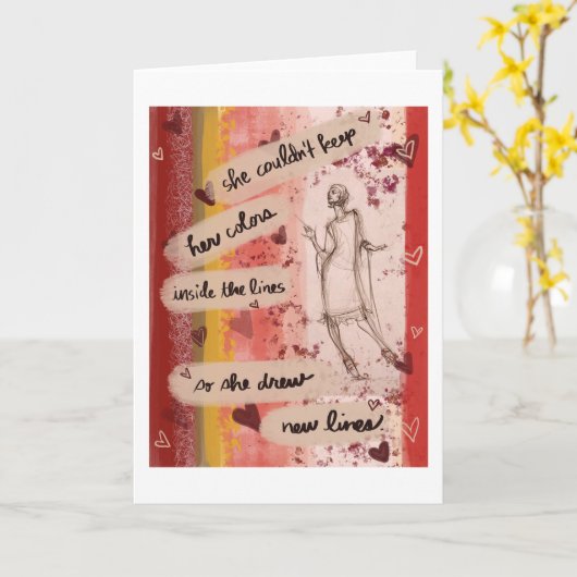 She Drew New Lines Card Kaart (Gele Bloem)