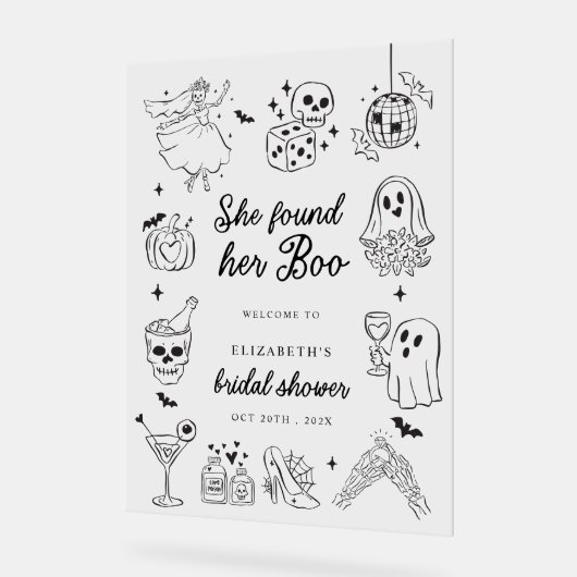 She Found Her Boo Bridal Shower Welcome Sign Acryl Bord (Hoek)