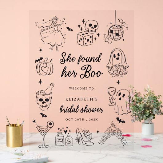 She Found Her Boo Bridal Shower Welcome Sign Acryl Bord (Huwelijk)