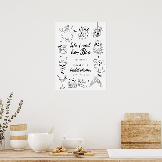She Found Her Boo Bridal Shower Welcome Sign Poster (Keuken)