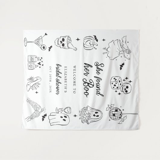 She Found Her Boo Bridal Shower Welcome Sign Wandkleed (Voorkant (horizontaal))