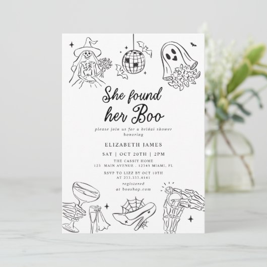 She Found Her Boo Ghost Floral  Bridal Shower  Kaart (Staand voorkant)
