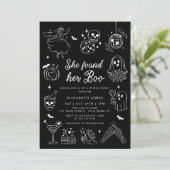 She Found Her Boo Ghost Floral Bridal Shower Kaart (Staand voorkant)