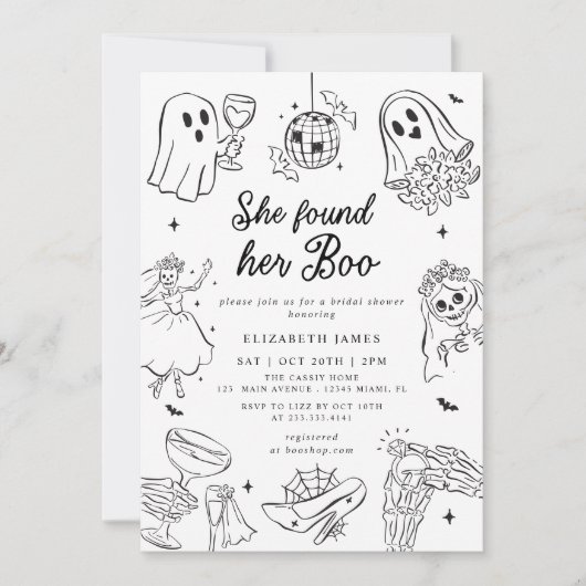 She Found Her Boo Ghost Floral  Bridal Shower  Kaart (Voorkant)