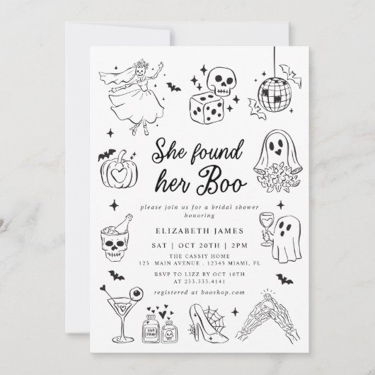 She Found Her Boo Ghost Floral  Bridal Shower  Kaart (Voorkant)