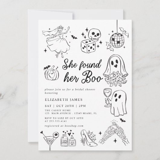 She Found Her Boo Ghost Floral  Bridal Shower  Kaart (Voorkant)