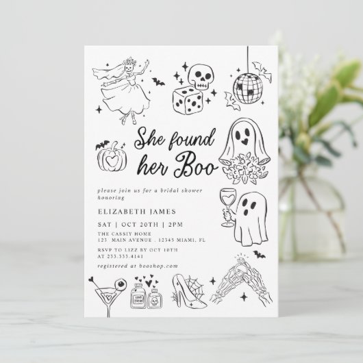 She Found Her Boo Ghost Floral  Bridal Shower  Kaart (Staand voorkant)