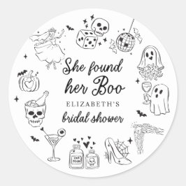 She Found Her Boo Ghost Floral Bridal Shower Ronde Sticker