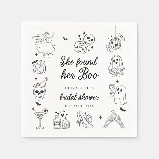 She Found Her Boo Ghost Floral Bridal Shower Servet (Voorkant)