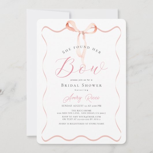 She found her Bow Pink Bow Bridal Shower Kaart (Voorkant)