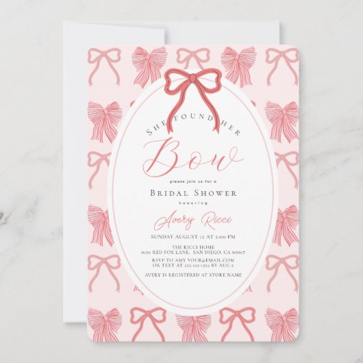 She found her Bow Pink Ribbon Bridal Shower Kaart (Voorkant)