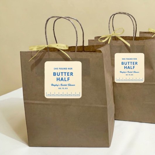 She Found Her Butter Half Bridal Shower Vierkante Sticker