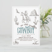 She Found Her Cowboy Blue Bridal Shower Kaart (Staand voorkant)